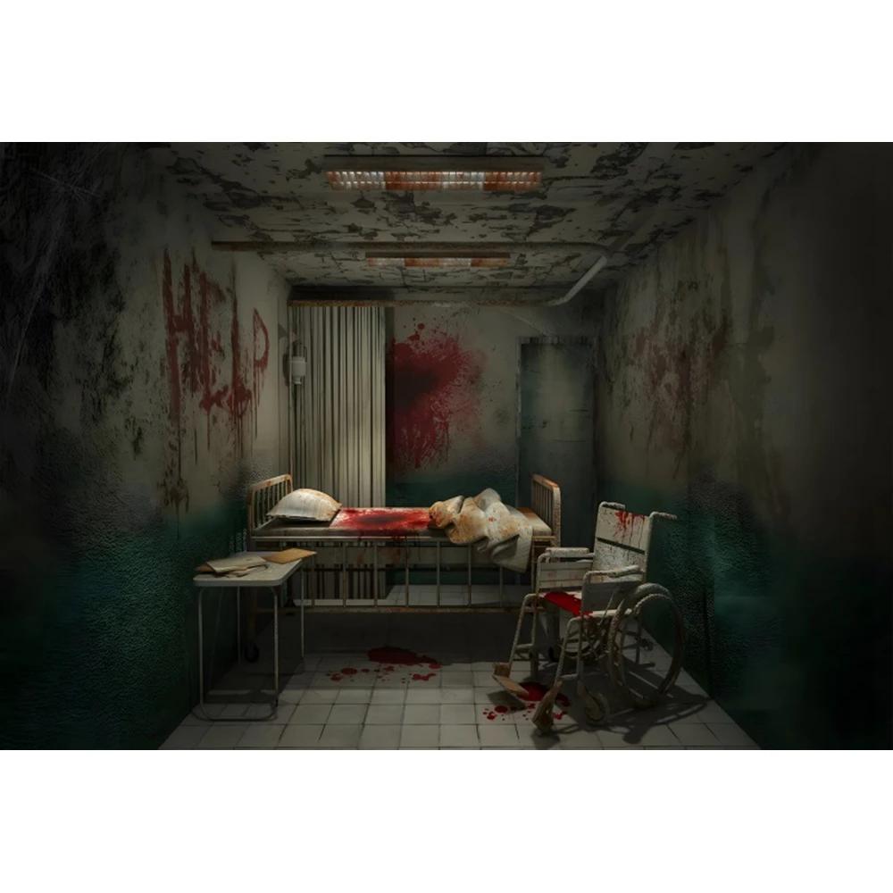 Horror Halloween Decorations Backgrounds for Photographs Abandoned Hospital Ruin Ghost Zombies Scene Backdrop Spooky Party Decor