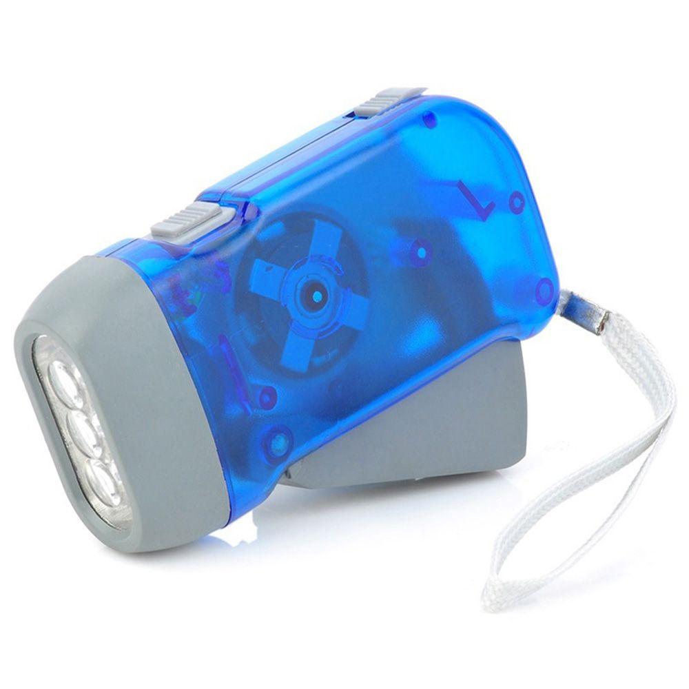 Adjustable Battery New Blue Hiking Dynamo Light Powered Torches Flashlight Torch Hand Pressing LED