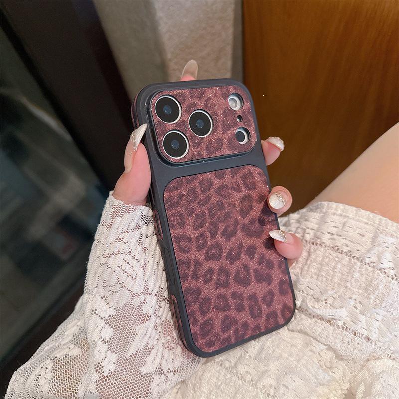 Матовый чехол для телефона с леопардовым принтом и блестками для iPhone 17 Pro Max/16/15 - Полное покрытие