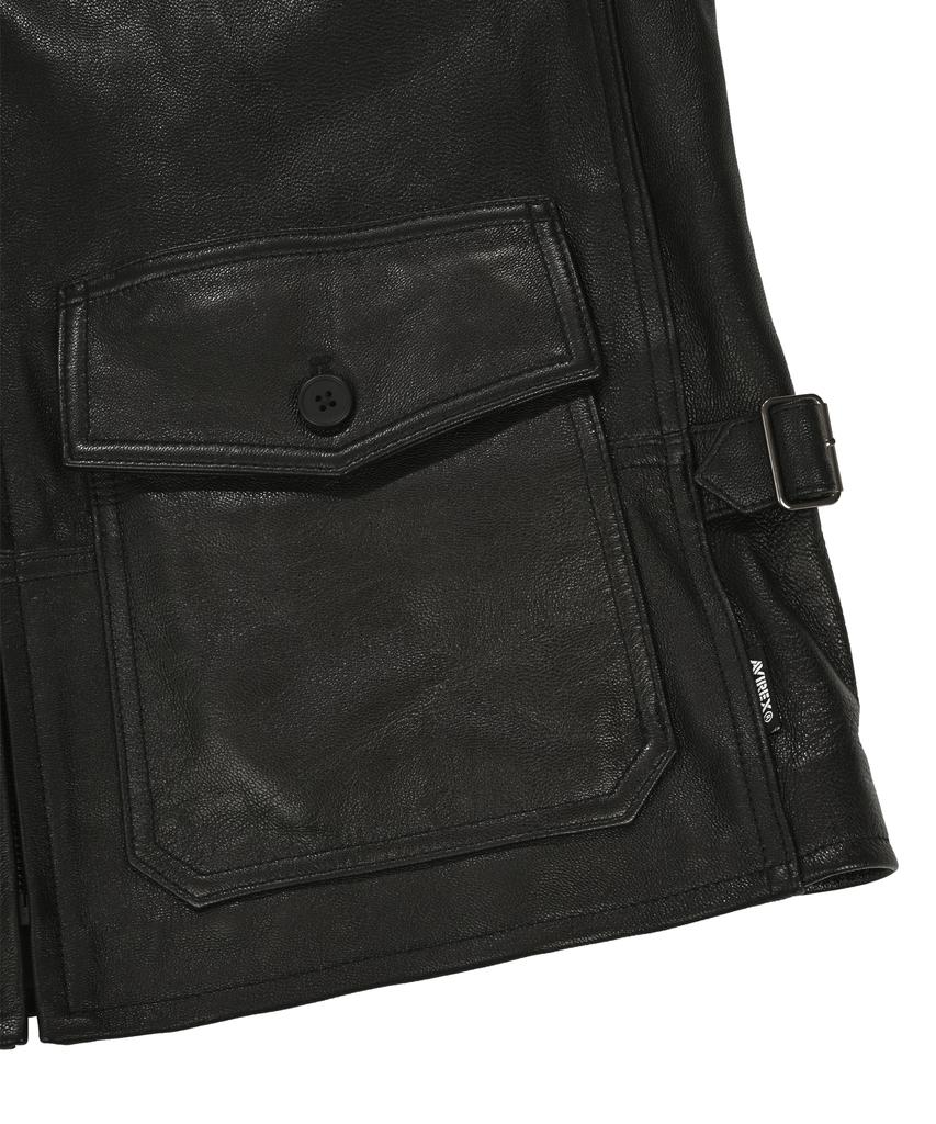 Avirex Goat Vegetable Leather Anj4 Jacket / 7835950016 Black