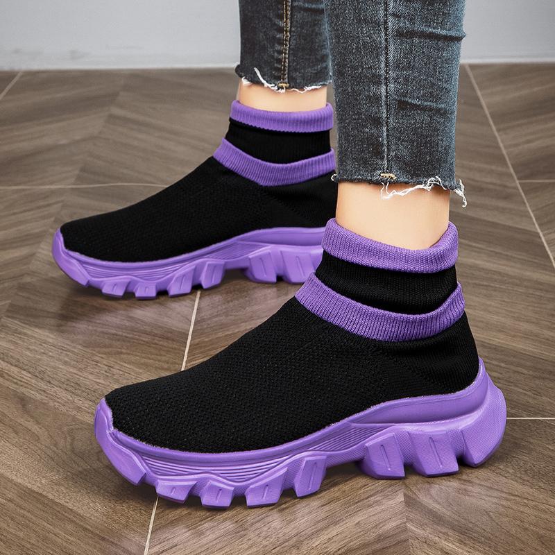 Unisex Breathable High Elastic Sock Type Thick Sole Height Increasing Casual Sports Sneakers