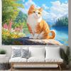 2D Cute Cat Landscape Backdrop for Pet Photography or Aesthetic Photoshoot