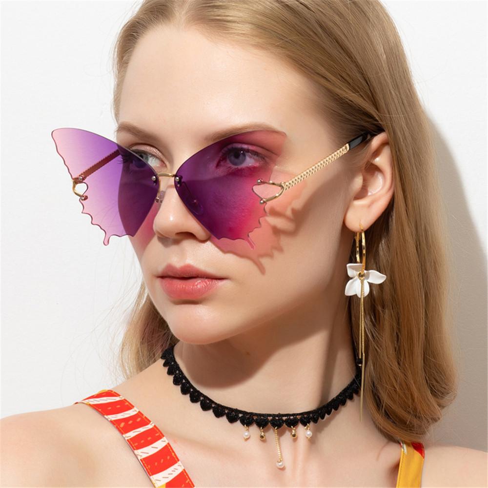 Women Fashion Metal Butterfly Sunglasses Retro Sun Glasses Rimless Sunglasses UV protection