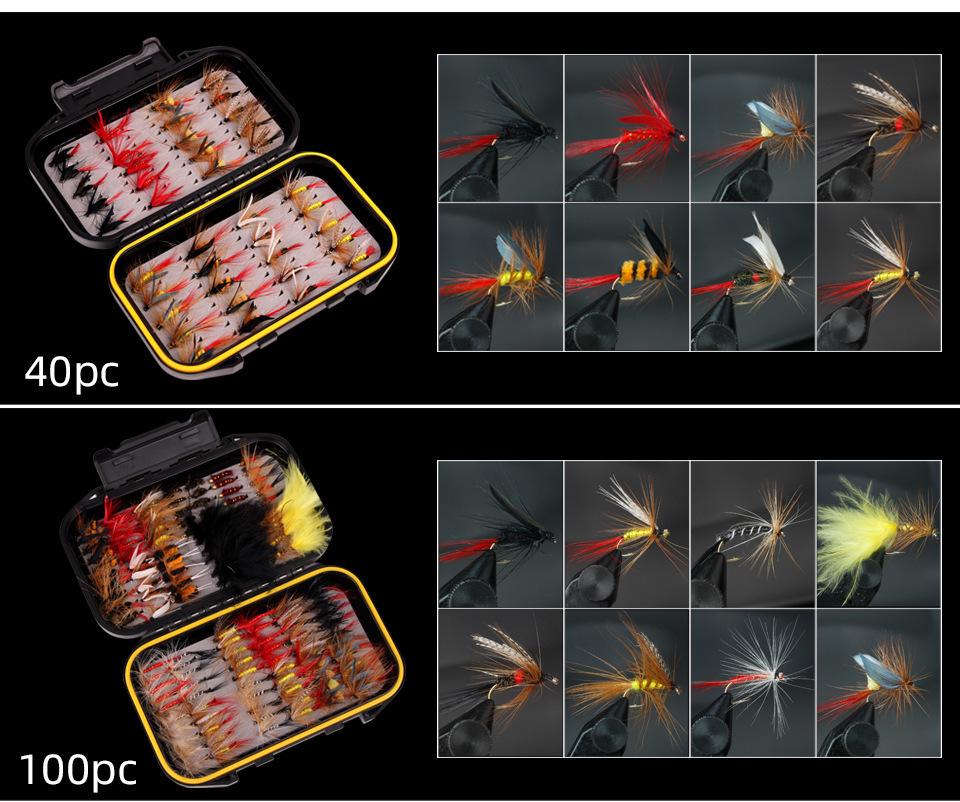 Набор из 120 бионических крючков для нахлыста и приманок - Различные стили