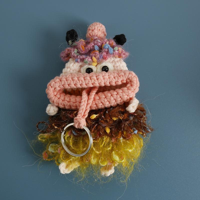 Забавные вязаные крючком брелоки Вязание Милая кукла с сосисочным ртом Держатель для ключей Полезная вязаная сумка для хранения Брелоки для автомобильных ключей Оптовая торговля