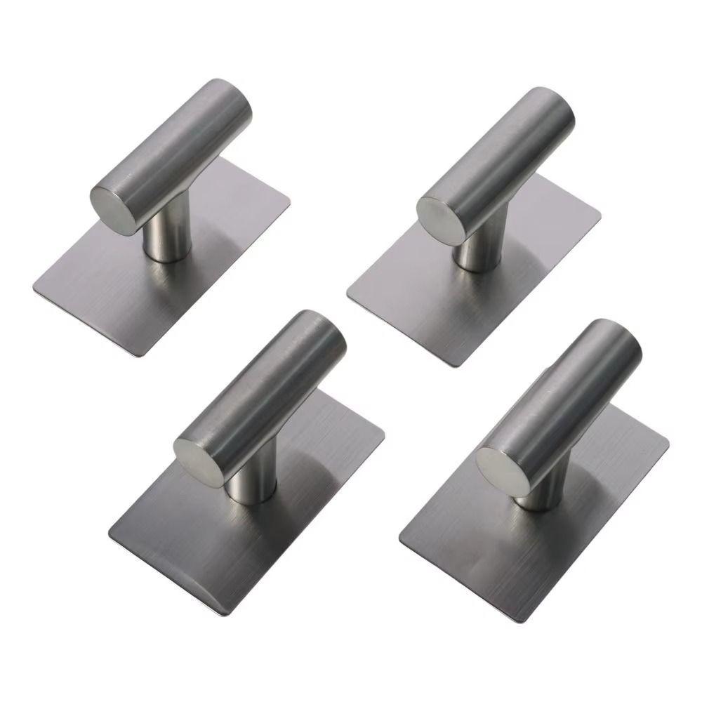 2Pcs Self Adhesive Robe Hanger Holder Stainless Steel Toilet Hanging Rack Bathroom Towel Hooks Key