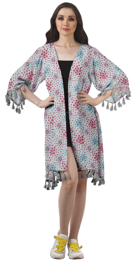 Moomaya Пляжная накидка из жоржета с открытыми плечами и принтом 3-4