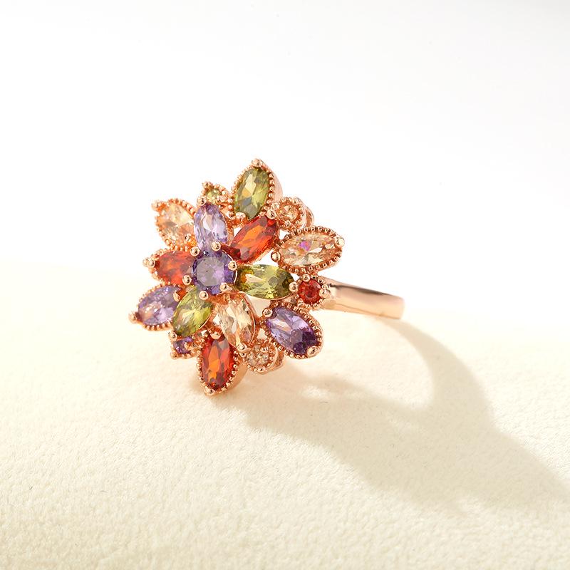 Кольцо Dudu Butterfly Zircon Rose для женщин - Модная бижутерия в европейском и американском стиле из розового золота с дизайном «Дракон-девушка и цветок»