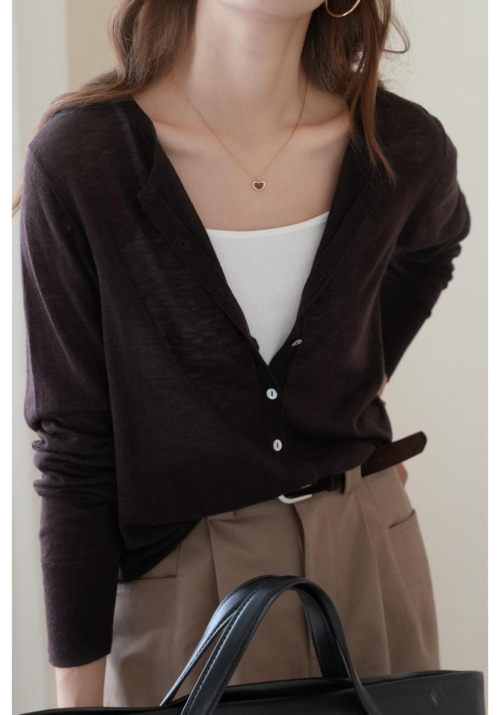 26-Year 100% Wool Cardigan: Lightweight, Comfortable, Versatile for Women - Perfect for Spring, Autumn, Winter