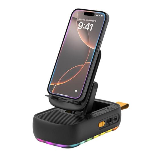 Подставка для сотового телефона с Bluetooth-совместимым динамиком, светодиодной подсветкой, складная вращающаяся настольная подставка, беспроводной динамик с картой памяти TF для планшетов Samsung