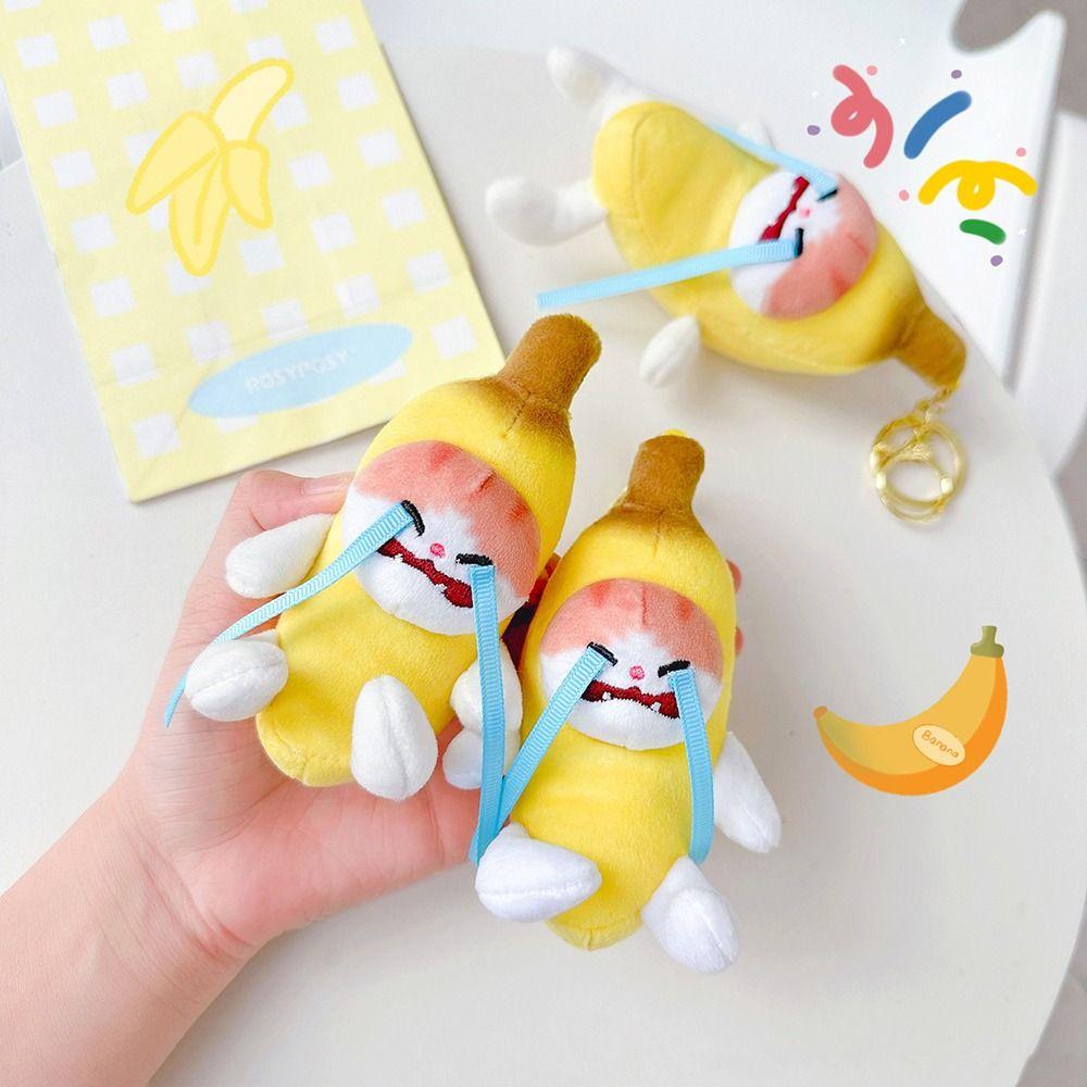 Banana Cat Doll Banana Cat Voice Keychain with Cry Sound Funny Toys Gift Banana Key Chain