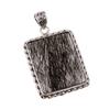 Natural Black Rutile Gemstone 925 Solid Sterling Silver Gift Pendant 2.5" w0G17