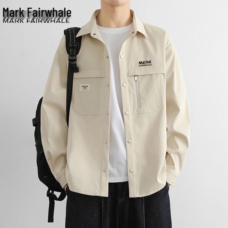 Mark Fairwhale Men's Casual Lapel Long-Sleeve Work Shirt