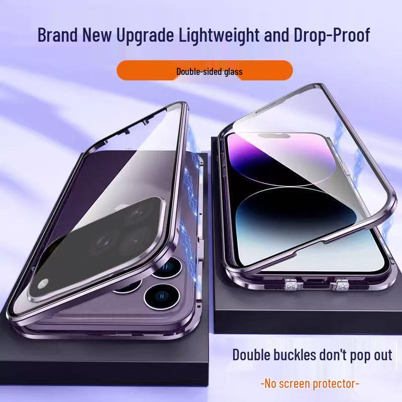 Легкий двусторонний стеклянный чехол для телефона для iPhone 16/17 Pro Max с поддержкой Mag-Safe и защитой от падений