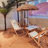 Pink Wooden Outdoor Lounge Chair for Beach, Balcony, Camping, and Garden
