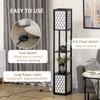 Floor Lamp with Shelves, Modern Tall Standing Lamps with Fabric Lampshade, Chain Switch and Dual Light for Living Room, Bedroom, Bulb not Included