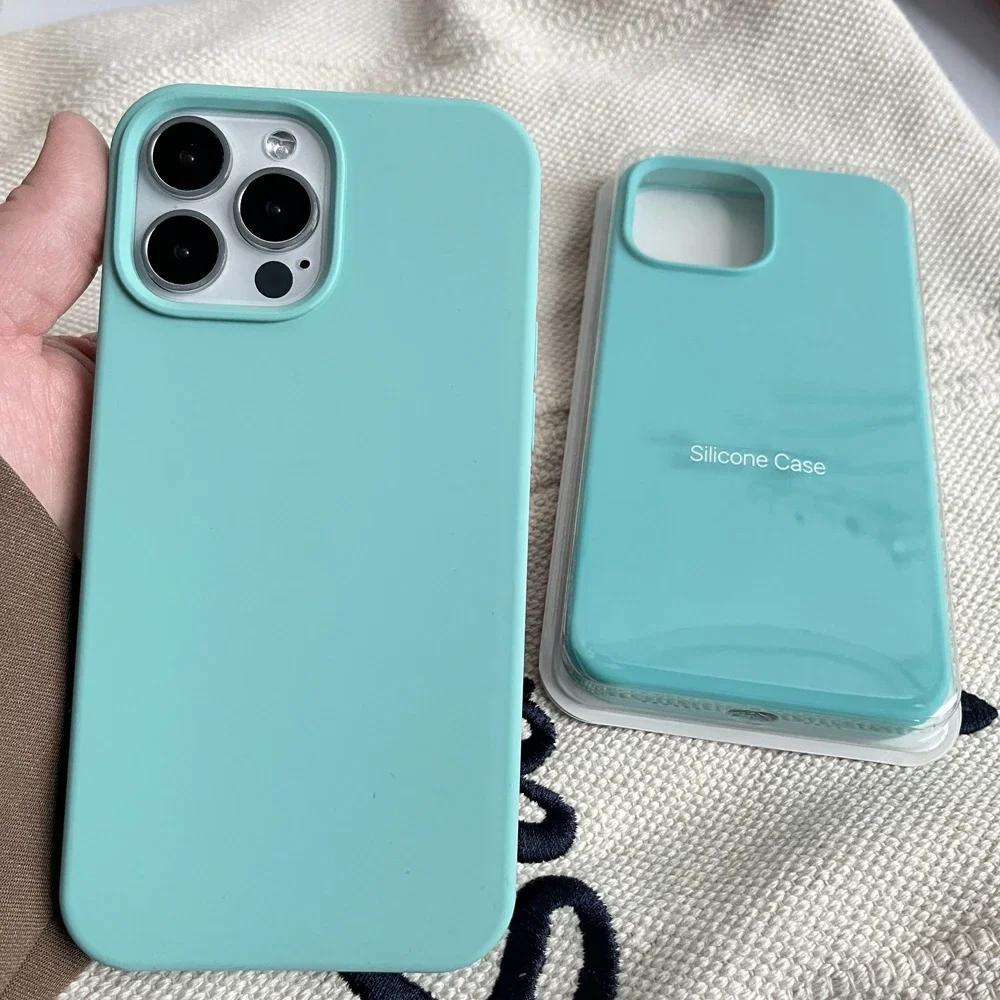 Multi-color Apple Original 16 Pro Max Phone Case, Soft Silicone for Apple 16 15 14 13 12 Full Wrap Shockproof, Anti-slip Phone Case