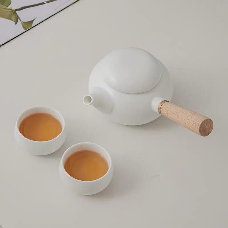 Ji Hotel Tea Set Small Set Japanese Ding Kiln Side Handle Pot Travel Household Kung Fu Tea Set Gifts
