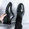 New Brock men's shoes British pointed engraved leather shoes business dress Korean version breathable black trendy wedding leather shoes