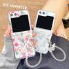 For Samsung Galaxy Z Flip 6 5 4 3 ZFlip5 Case Love Flower Bracelet Transparent Hinge All-inclusive Folding Shockproof Hard Cover