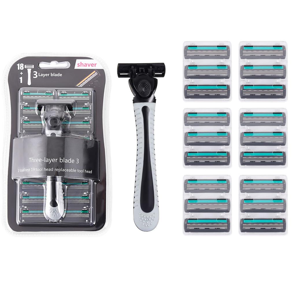 Бритва мужская бритва с тремя слоями лезвий из нержавеющей стали многоразовая бритва для удаления волос старого стиля со смазывающей полоской ручная бритва