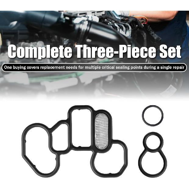3PCS Oil Filter Housing Gasket Kit with O-Ring,OEM#15825-P8A-A01/36172-P8A-A01 Oil Filter Adapter Gasket Compatible with Acura Honda