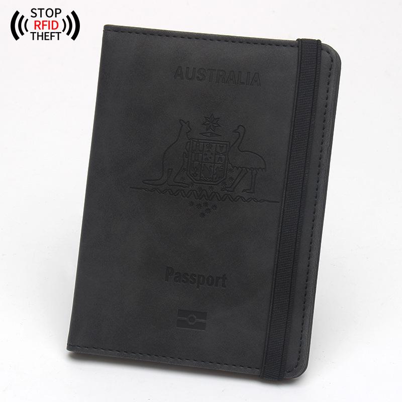 Anti-Theft Leather Passport & Card Holder with Anti-Magnetic Protection, Multiple Pockets for Bank Cards