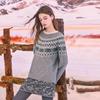 Sancai Women's 2025 Winter Fair Isle Round Neck Loose Knit Sweater