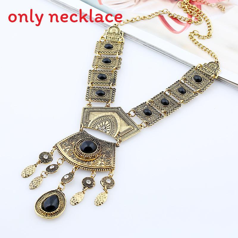 Style Simulation Ethnic Gemstone Decoration Women Metal Necklace With Tassel