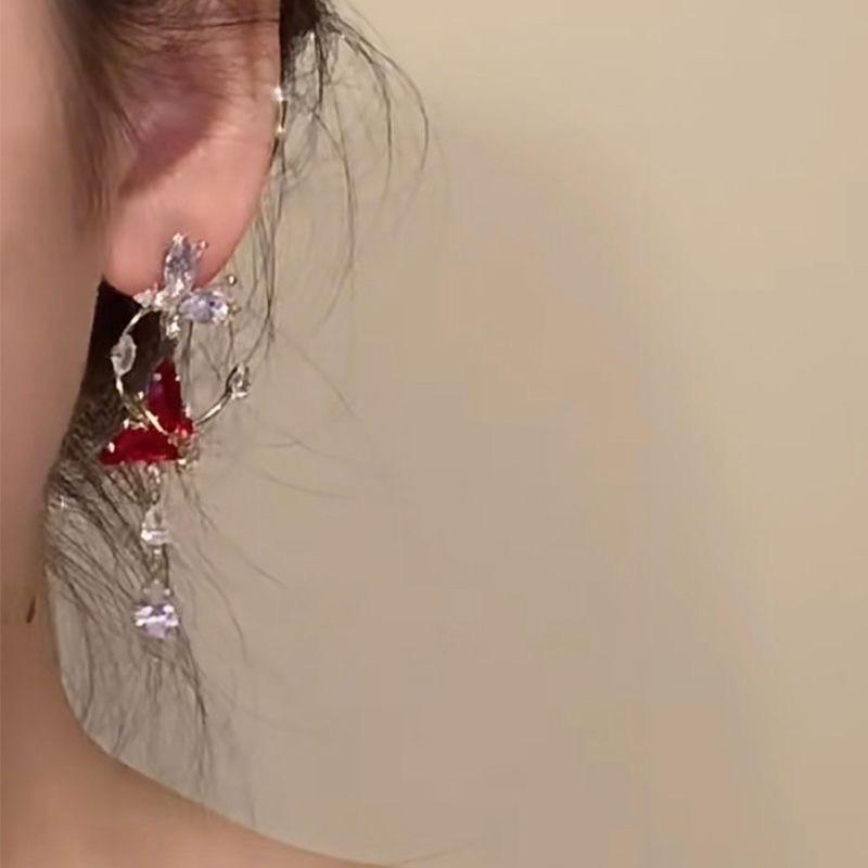 Длинные серьги-подвески со знаком зодиака животного из сплава с блестящим дизайном бабочки для женщин