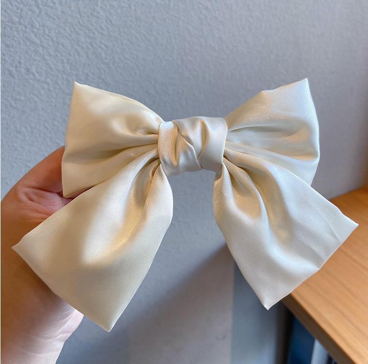 Korean Red Satin Bow Hairpin for Girls - Duckbill Clip Hair Accessory