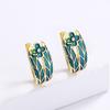Fashion Earrings for Women Cyan Flower Earrings Elegant Wedding Party Classic Flower Handmade Enamel Jewelry Wedding Earrings