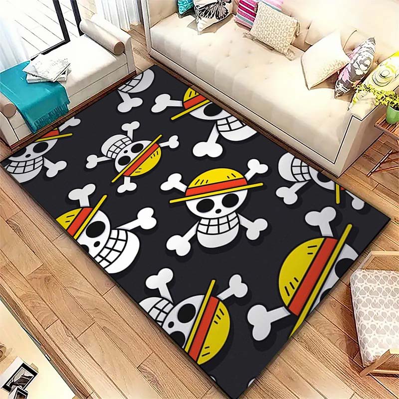 One Piece Luffy & Crew Pattern Printed Rug, Anime Style Home Decor, Anti-slip & Stain-resistant Carpet for Bedroom & Living Room