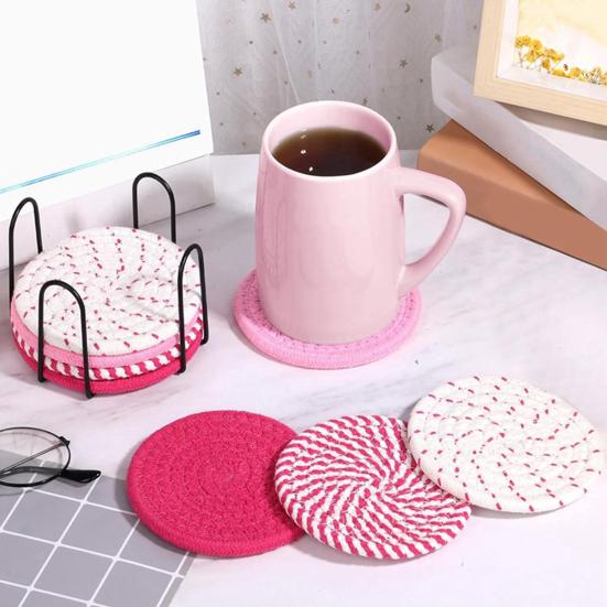 8Pcs Trivets Set for Hot Dishes Cotton Woven Pot Holders Heat Resistant Hot Pads Non-Slip Kitchen Table Protector for Counter