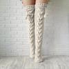 Female Socks, Solid Color Knitted Stocking Knee-High Socks for Women