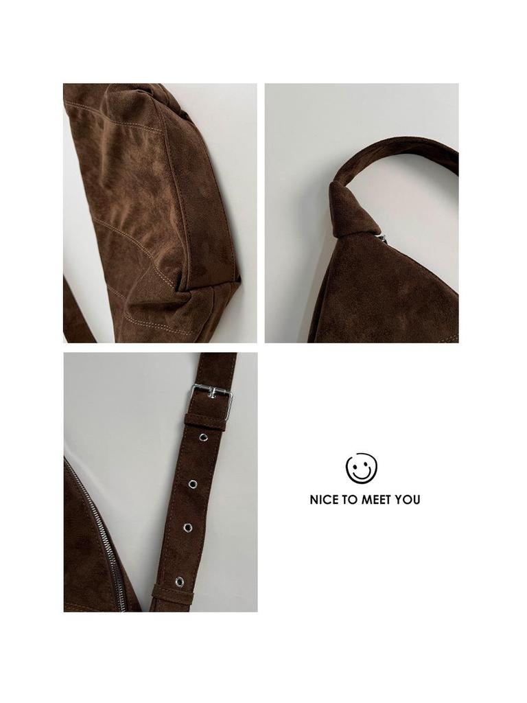 Винтажная замшевая сумка-круассан 2025: Стильная, Универсальная, Вместительная Сумка через плечо