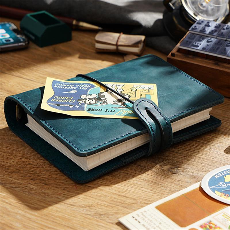 Leather Journal Planner Multifunctional Handmade Notebook Retro Metal Spiral Diary Rope Travel Book School Office A5 A6 A7