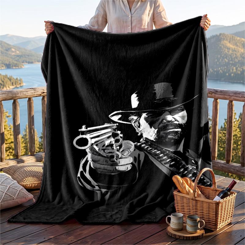 Warm Flannel Blanket Red Dead Redemption Pattern, Lightweight Comfortable Throw Blanket for Bed Sofa Use