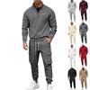 Men's Winter Fleece Multi Pocket Zipper Sweatshirt 2 Piece Set Personalized Sweatpants