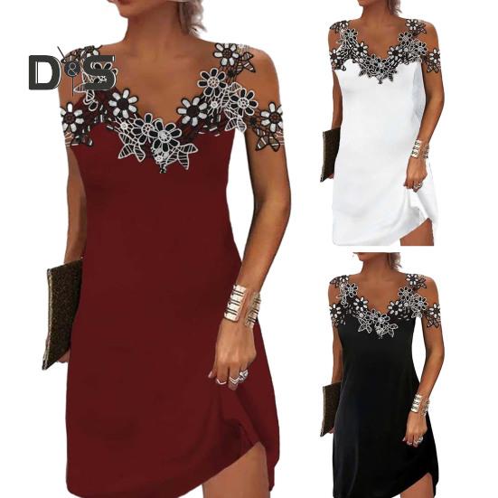 Женское летнее кружевное мини-платье на бретельках с v-образным вырезом и открытыми плечами без рукавов, облегающее короткое платье, уличная одежда