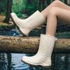Water Shoes Japanese and Korean Rain Shoes Women's Medium Tube New Outdoor Non-slip Thick-soled Water Boots Velvet Rubber Shoes Rain Boots