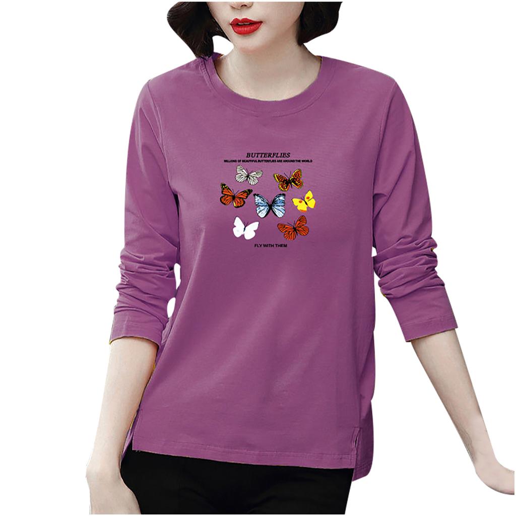 Модная женская повседневная блузка с длинным рукавом с принтом, женская футболка, топы