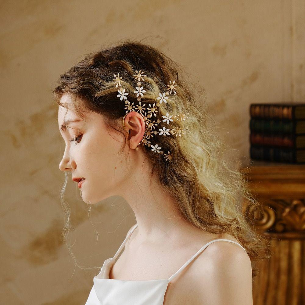 Fairy Pearl Flower Ear Cuffs Chic Rhinestone Ear Clips Fashion Butterfly Elf Ear Cuff Women