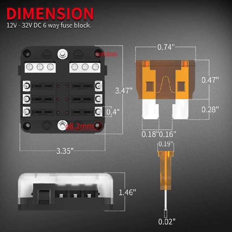 6/12 Way Car Boat Fuses Box Block Holder 12V 36V Auto Marine Waterproof Power Distribution Panel Board