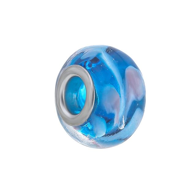 2 шт./лот, модный синий муранский кристалл, подвеска, подходит для подвесок серебряного цвета, женский браслет из бисера «сделай сам», для мужчин, изготовление ювелирных изделий