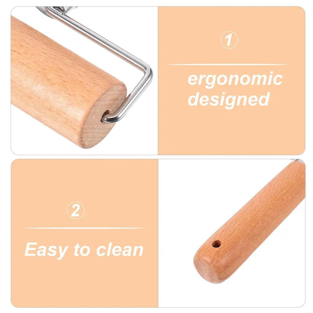 Wooden Rolling Pin With Ergonomic Handle For Baking Cooking Pastries Pizza Dough Roller Nonstick Kitchen Utensils Tool