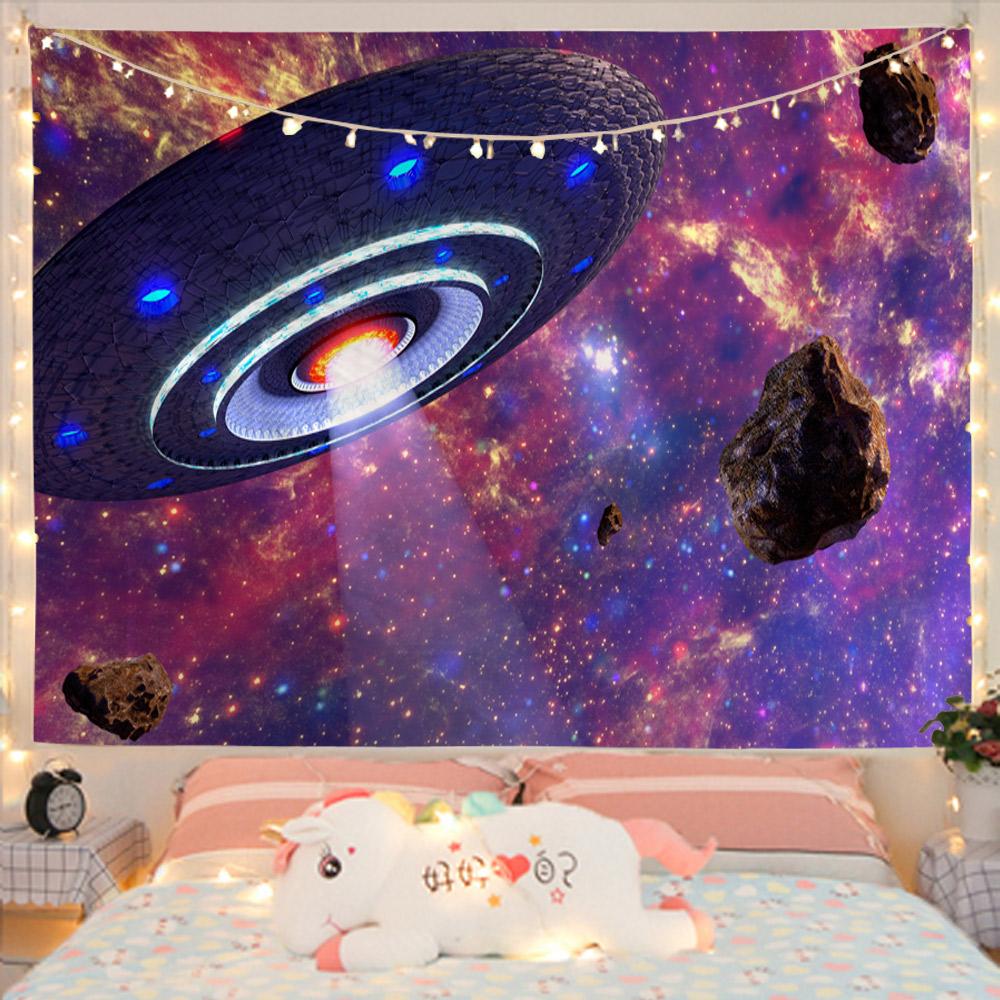 Таинственный гобелен с космическим кораблем, подвесной экзопланет, общежитие, Звезда Вселенной, спальня, гостиная, домашний декор