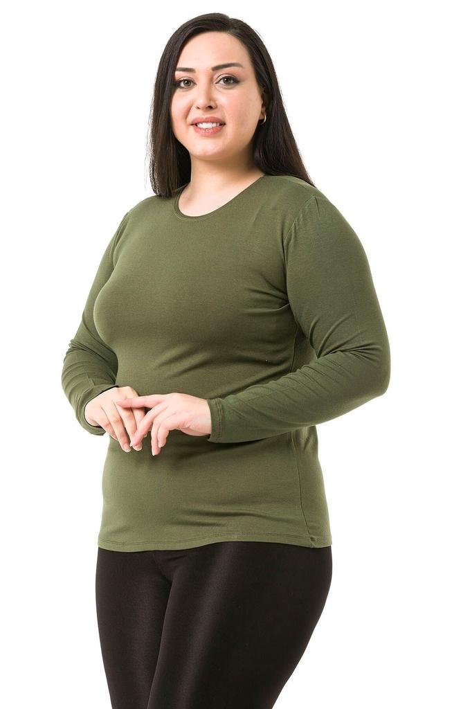 Women's Style Big Size Body Plus Size Crew Neck Long Sleeve Viscose Black Body