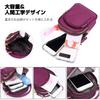 Smartphone Pouch for 3 Earphone Small Item Card Large Purple [FANDARE] Women, Wallet, Layers, Hole, Mini, Shoulder, Waterproof, PU, 6.5 Inch,
