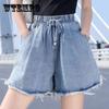 Plus Size Denim Shorts Women's A-line Wide Leg Loose Tight High Waist